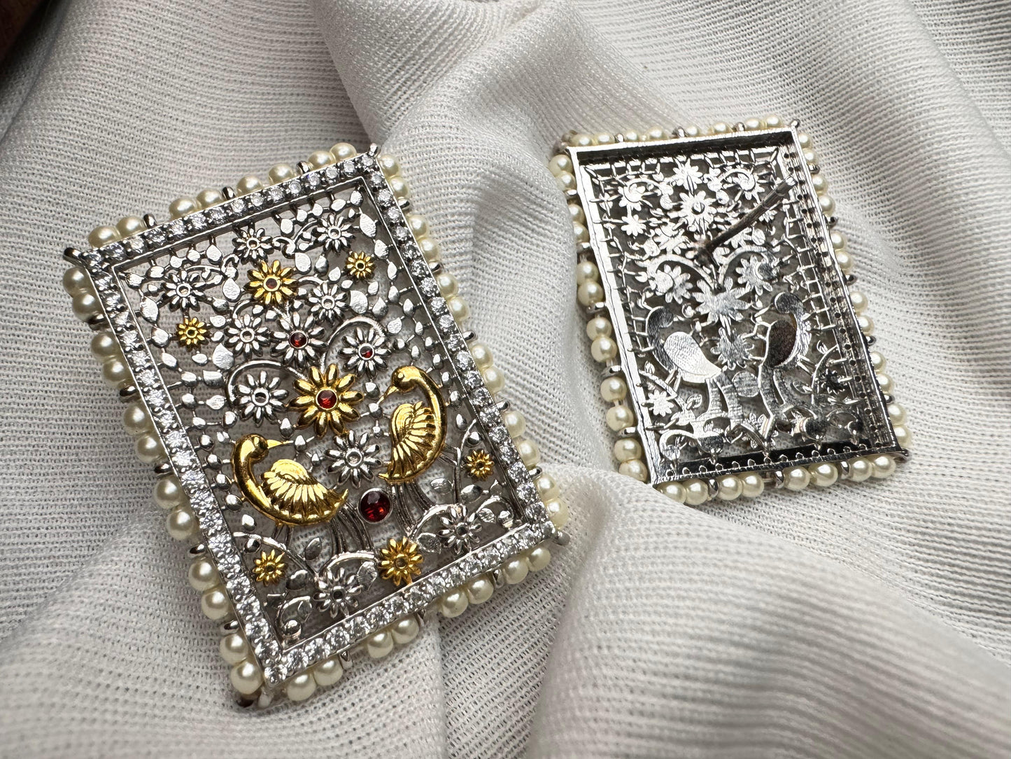 Peacock jal work earring