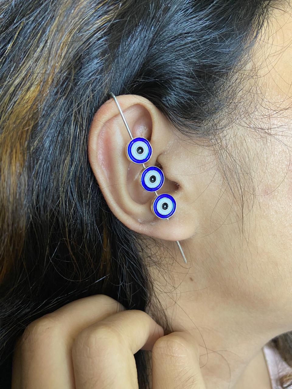Sun and evil eye ear cuff combo