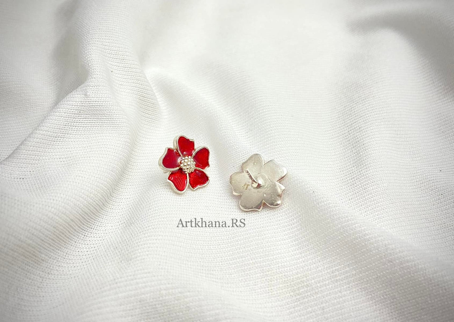 Red flower earring