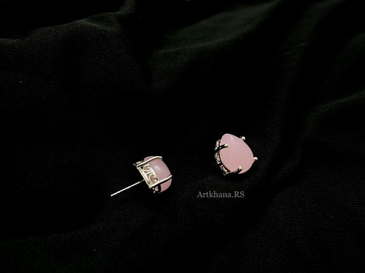 Rose quartz jal stud earring