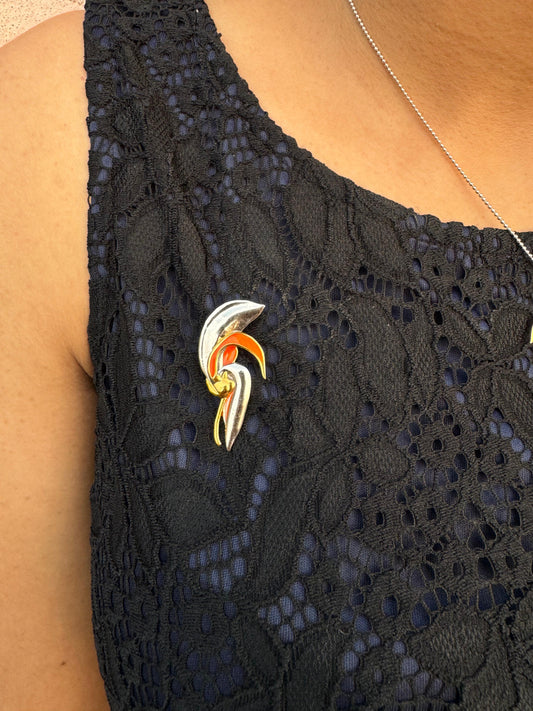 Palash flower brooch