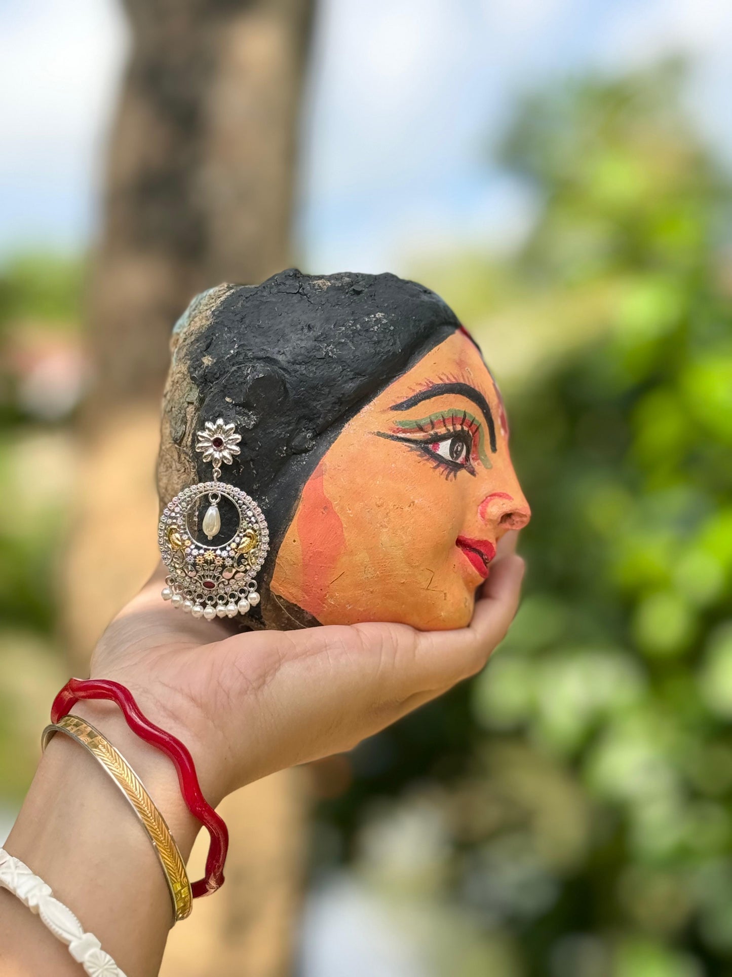 Peacock jal work chandbali earring