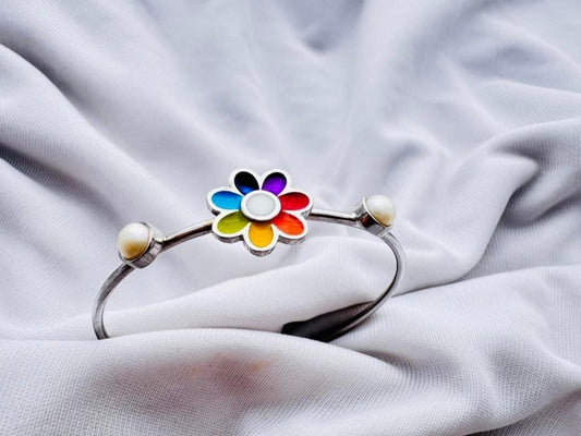 Rainbow flower bangle