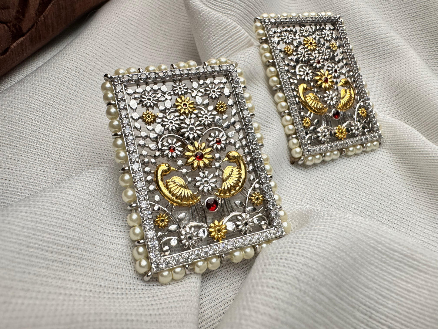 Peacock jal work earring