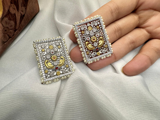 Peacock jal work earring