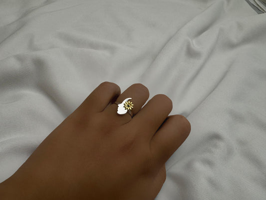 Woman with flower ring