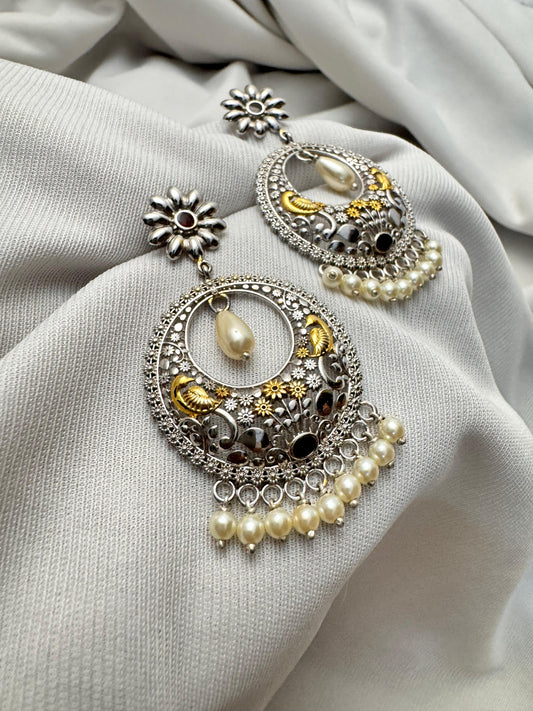 Peacock jal work chandbali earring
