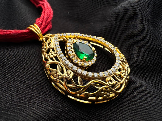 Droplet green stone hanging pendant