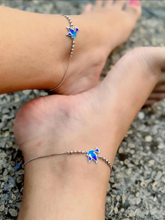 Bird anklet with beads