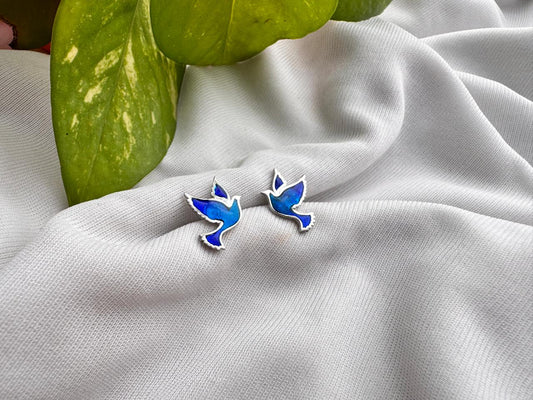 Blue bird earring