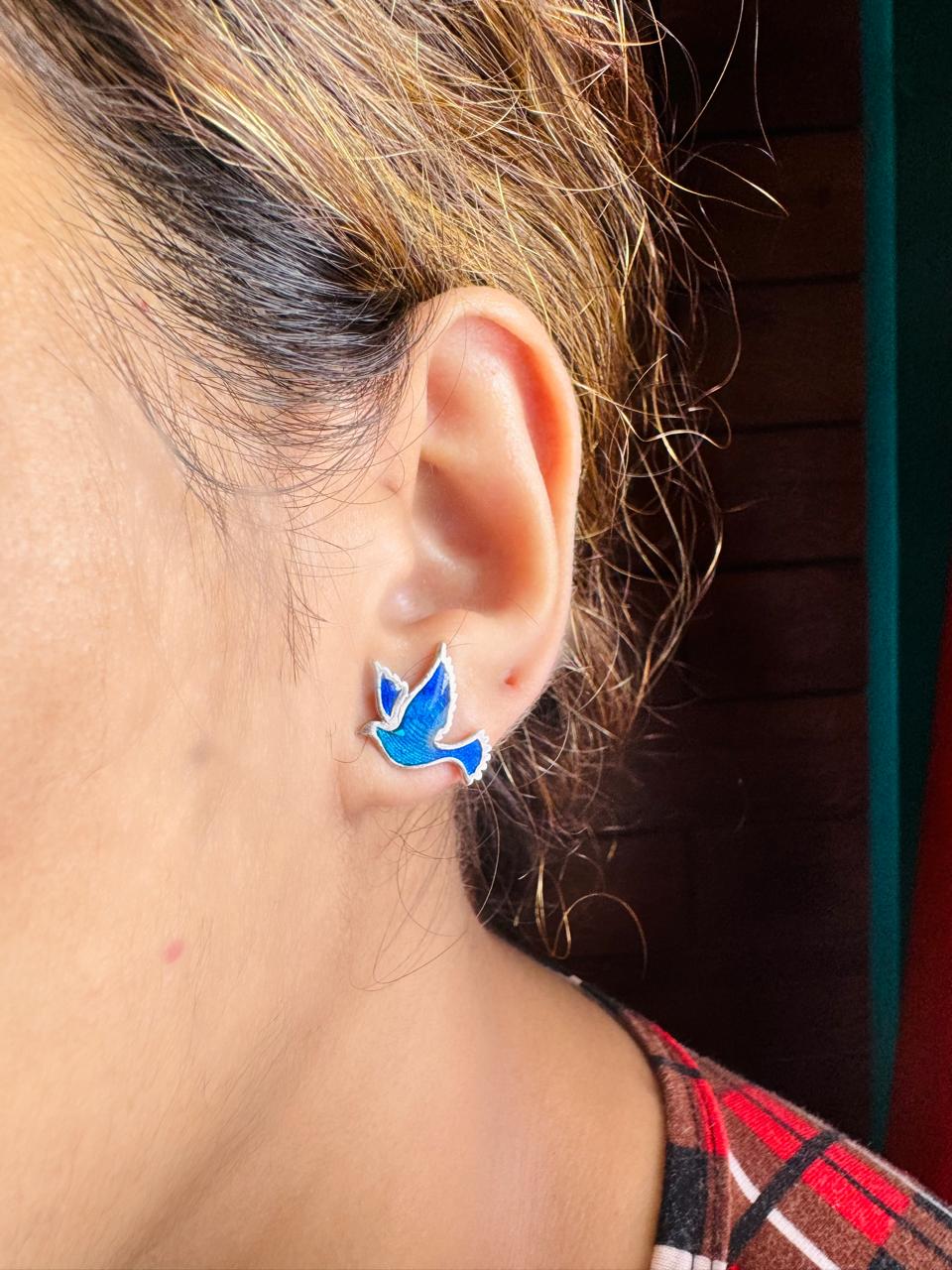 Blue bird earring