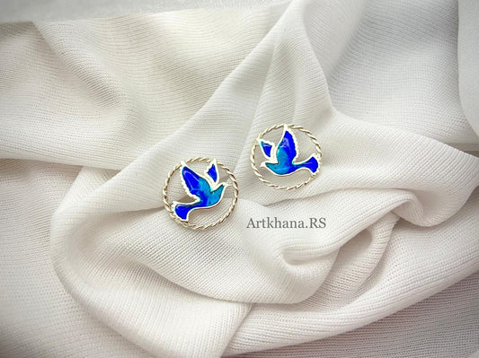 Bird round earring