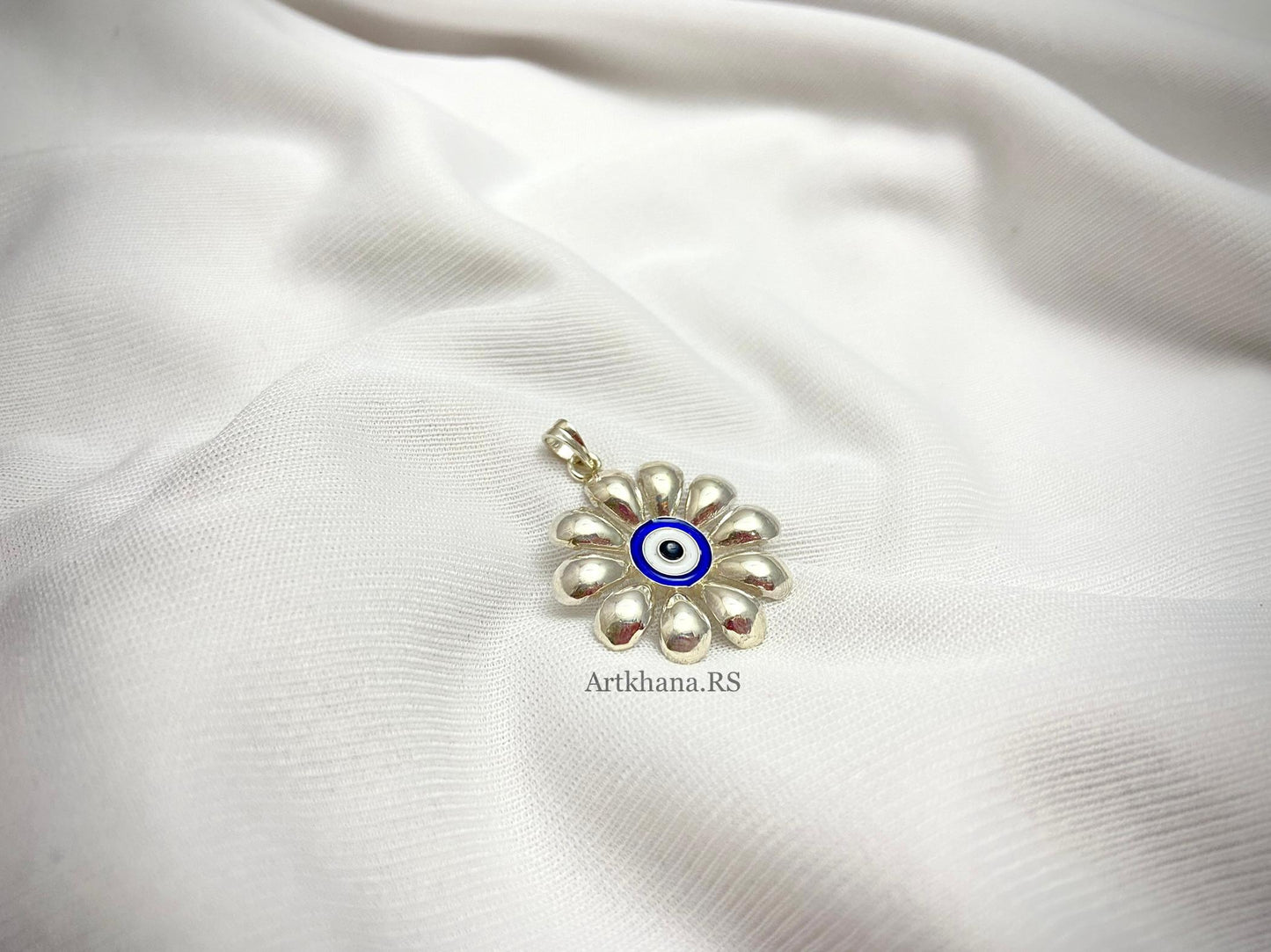 Evil eye flower pendant