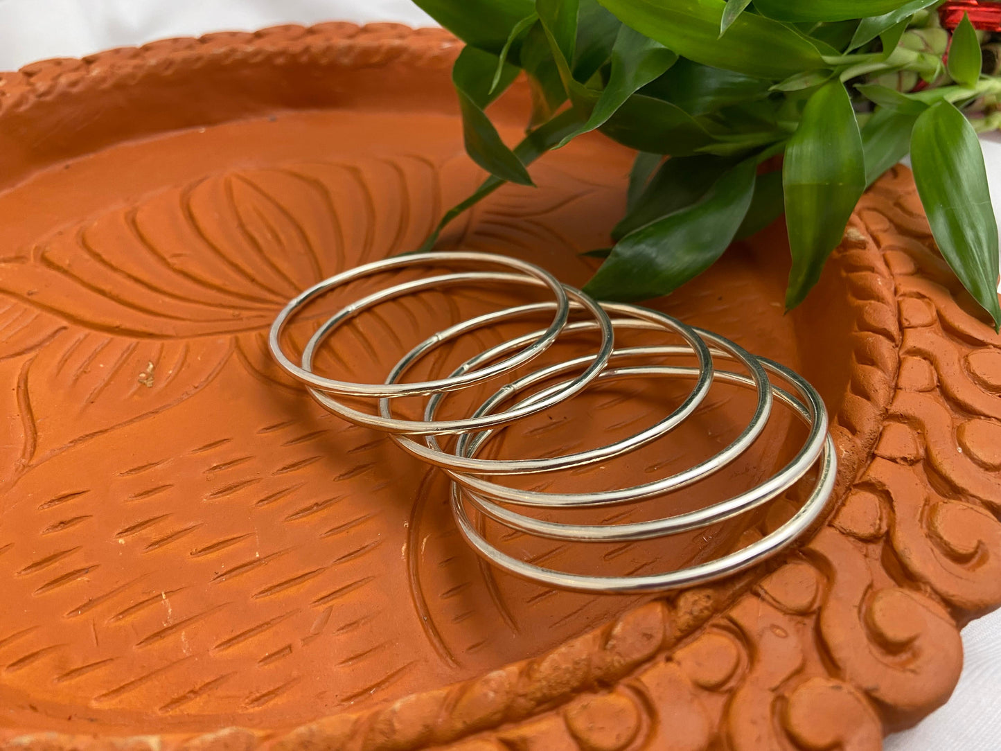 Plain silver bangles