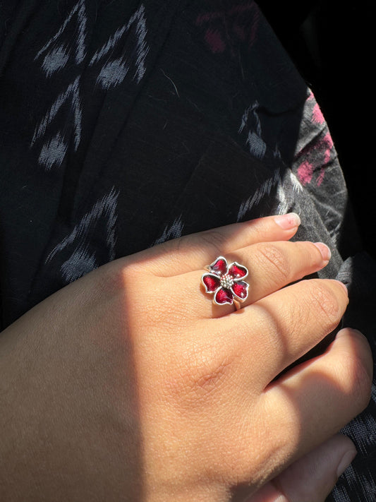 Red flower ring