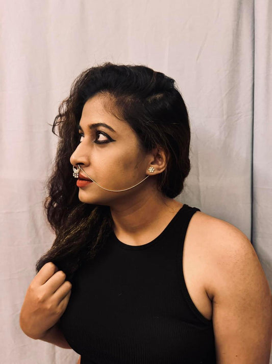 Floral septum ring with earring