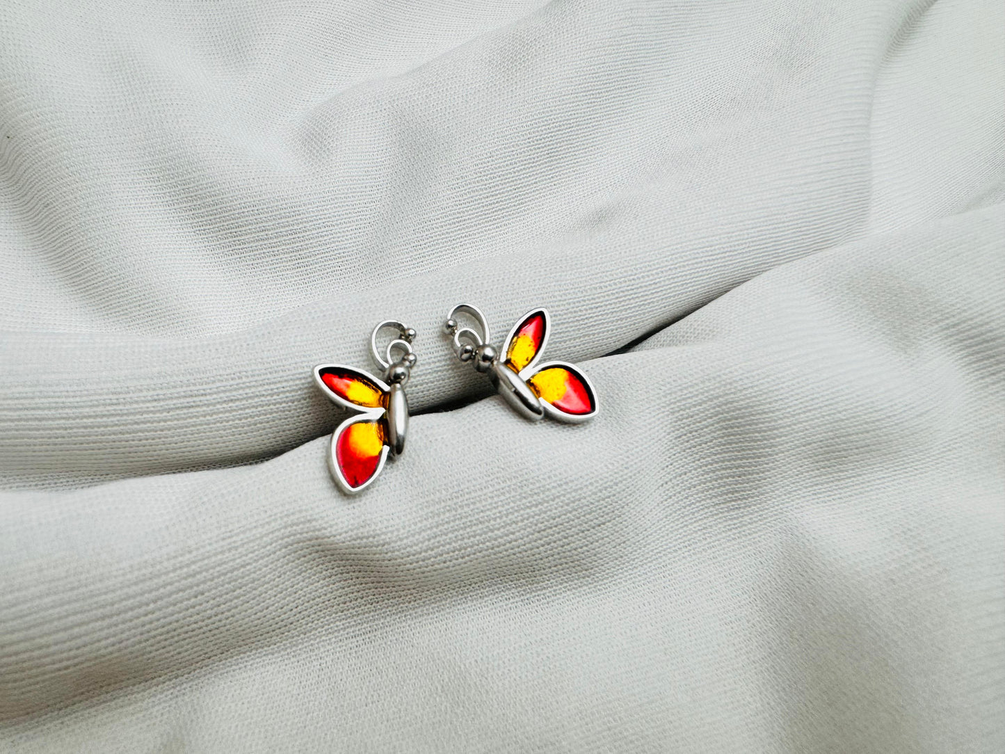 Fiery butterfly stud earring