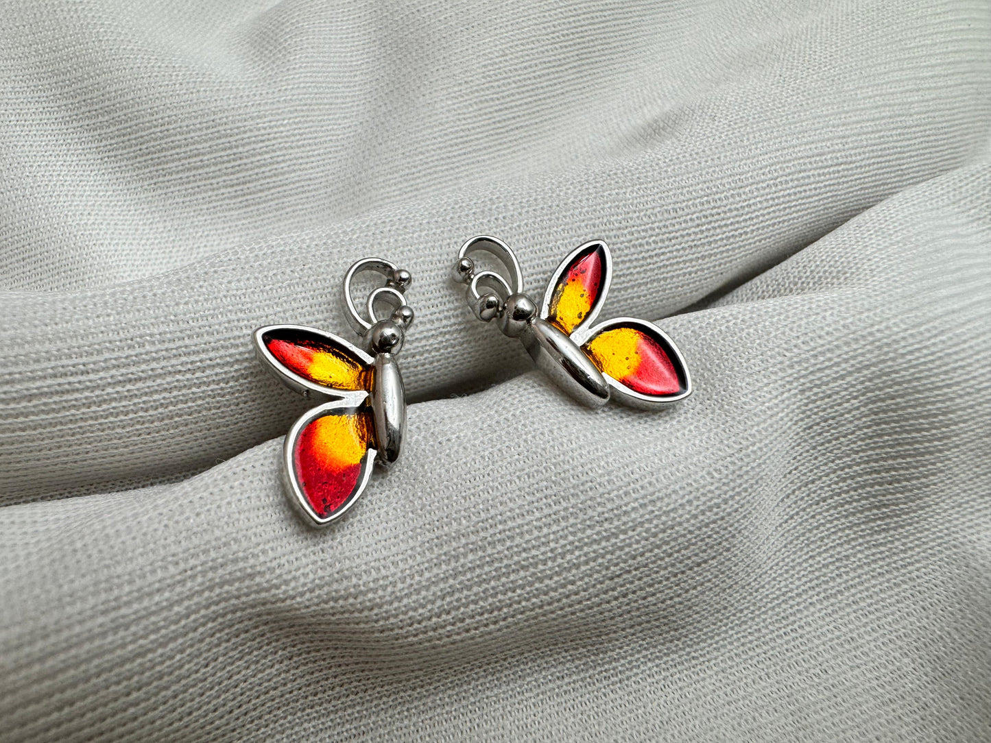 Fiery butterfly stud earring
