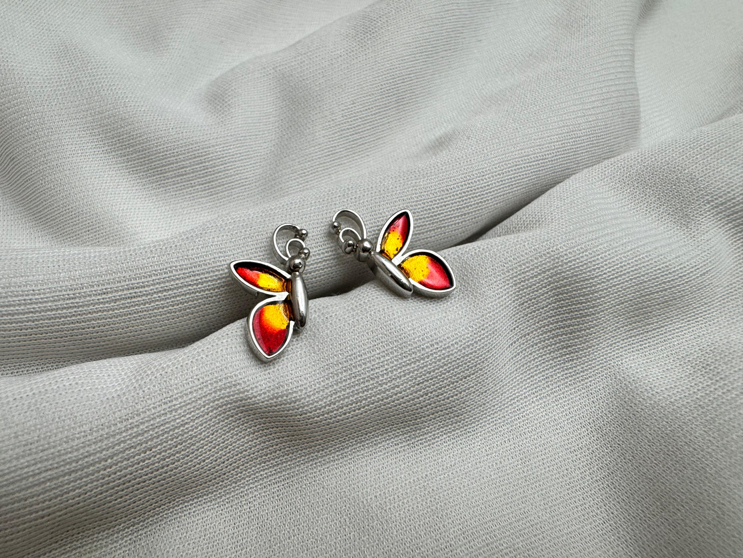 Fiery butterfly stud earring