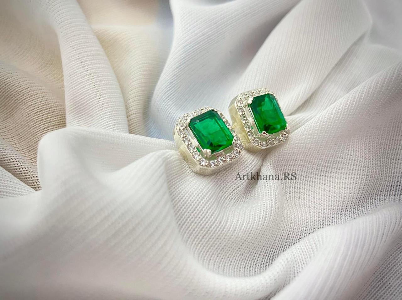 Green stone zircon pendant combo