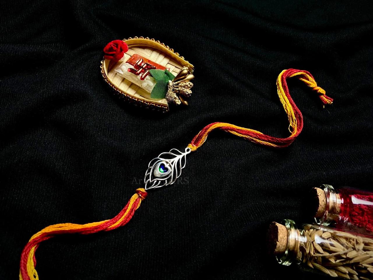 Peacock feather rakhi