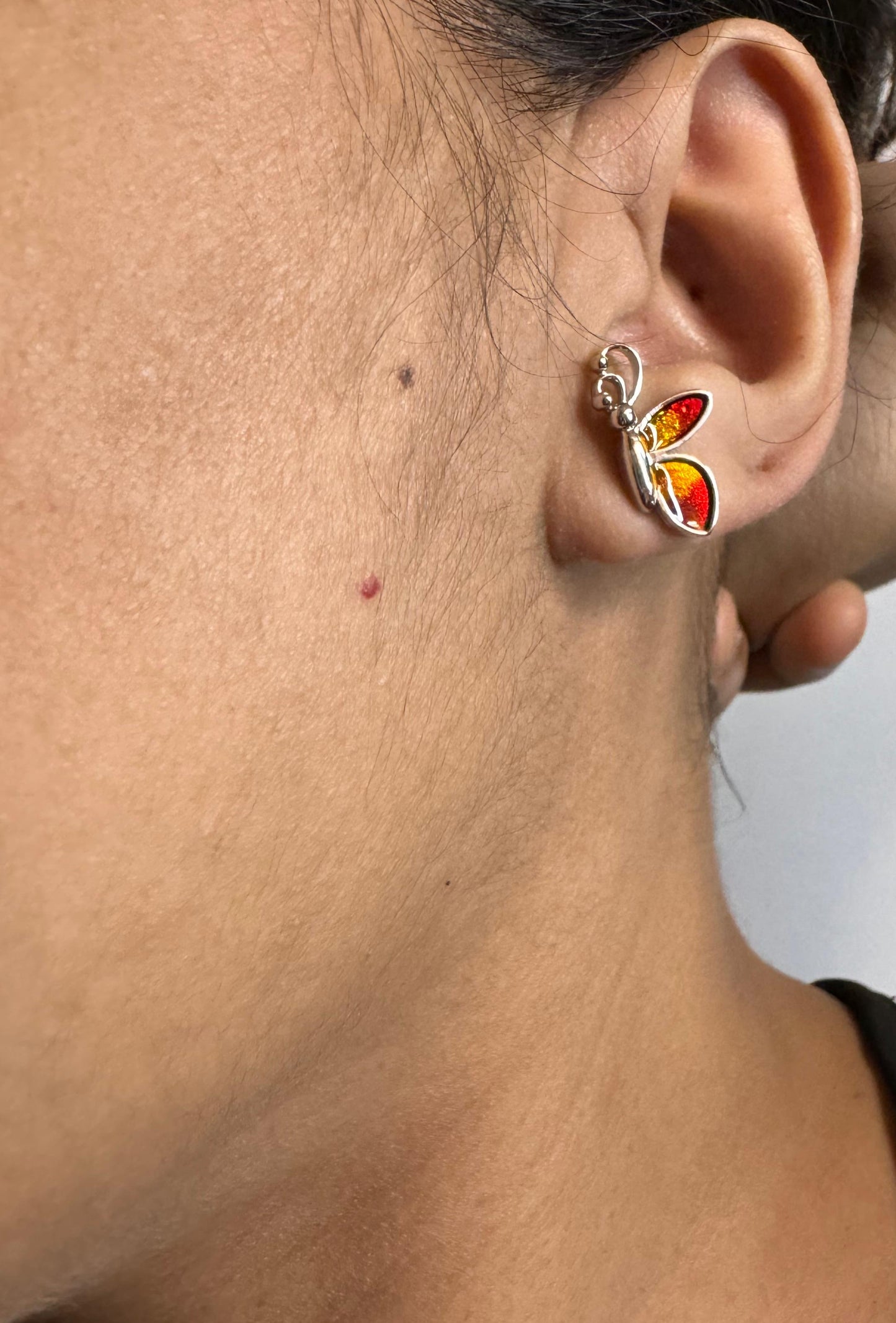 Fiery butterfly stud earring