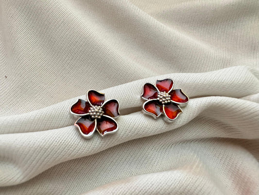 Red flower earring